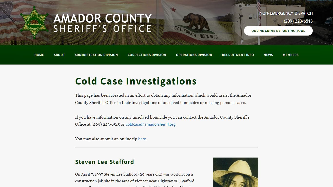 Cold Case Investigations - Amador County Sheriff's Office